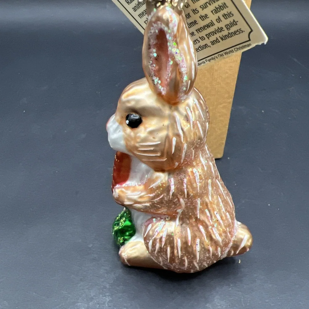 Vintage 2006 Old World Christmas Blown Glass Hungry Bunny #12241